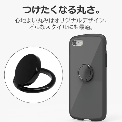 スマホ リング スタンド機能 シンプル ブラック