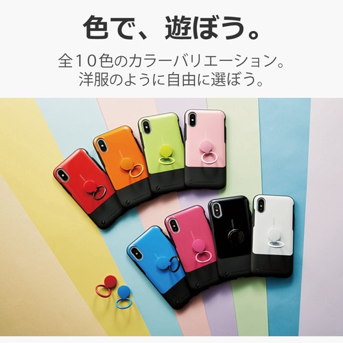 スマホ リング スタンド機能 シンプル レッド