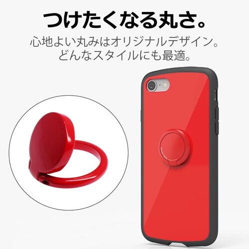 スマホ リング スタンド機能 シンプル レッド