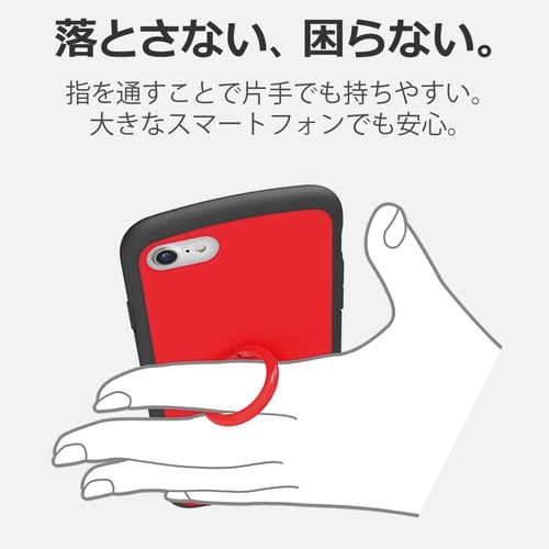 スマホ リング スタンド機能 シンプル レッド