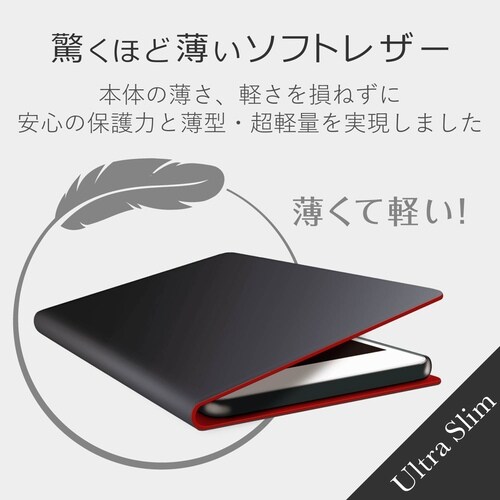 手帳型 薄型 磁石フラップ カード収納 ブラック