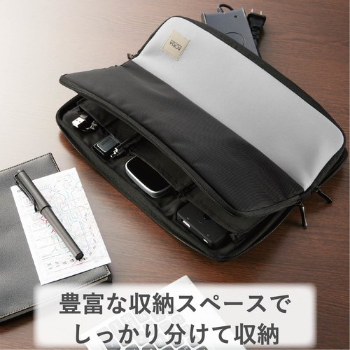 マルチ収納大容量ポーチ 薄型 6ポケット