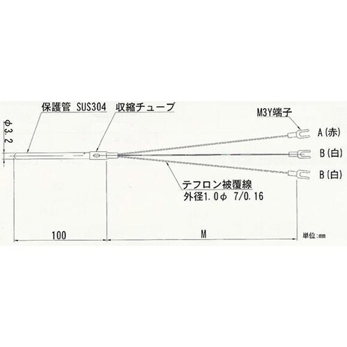 RN5−2M リード線形白金測温抵抗体