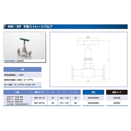 NW16MSBV 手動ベローズバルブ