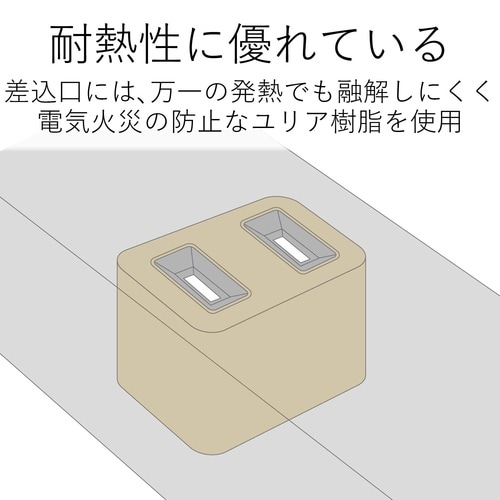 弓型デザインタップ 4個口 ブラック 1m