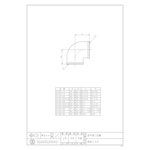 6125ー20 砲金エルボ