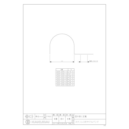 ステンレス片サドルバンド #625−205−28