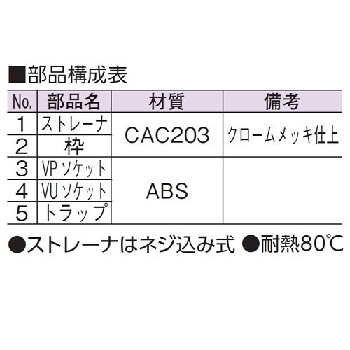 スーパートラップ付目皿(VP・VU兼用)50