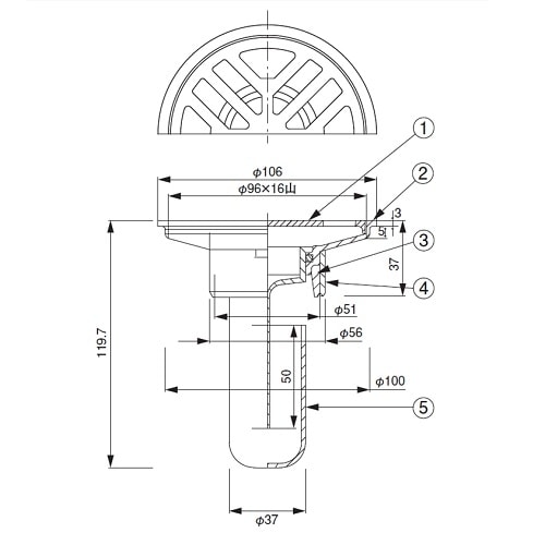スーパートラップ付目皿(VP・VU兼用)