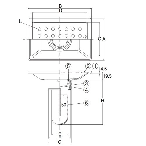 スーパートラップ付角目皿(VPVU兼用)PU100
