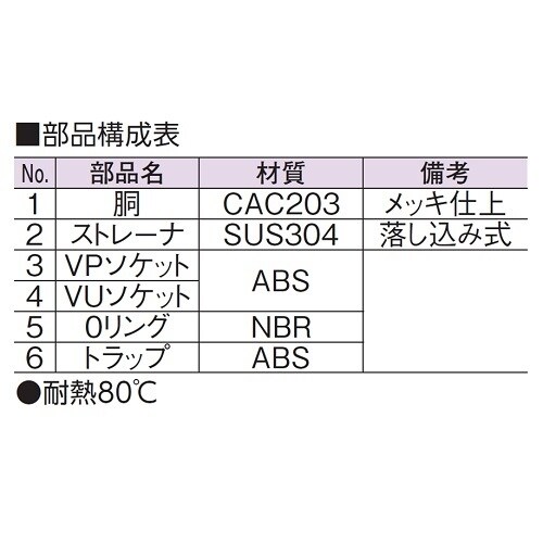 スーパートラップ付角目皿VPVU兼用PU100