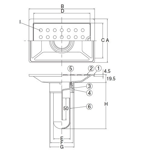 スーパートラップ付角目皿VP VU兼用PU150