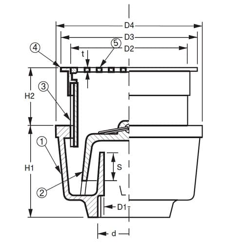 非防水用床排水トラップ(浅型) D−5AA
