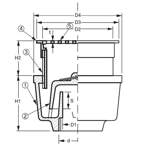 非防水用床排水トラップ(浅型) D−5AAS