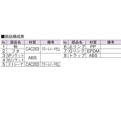 掃除口排水金具DーZL付VP・VU兼用