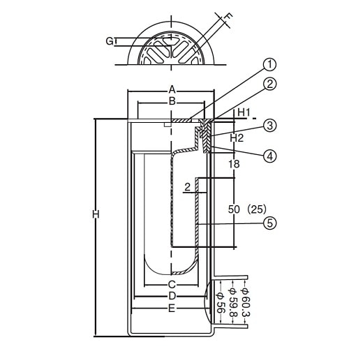 スーパートラップ付目皿浅型DーZL付VPVU兼50