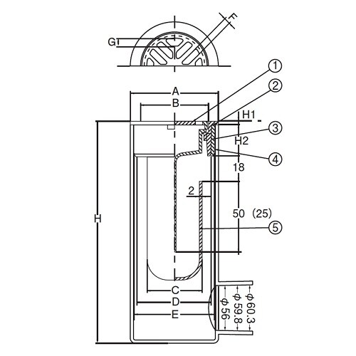 スーパートラップ付目皿浅型DーZL付VPVU兼75