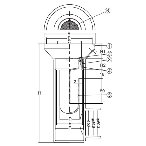 スーパートラップ付ホッパーVPVU兼DーZL付50
