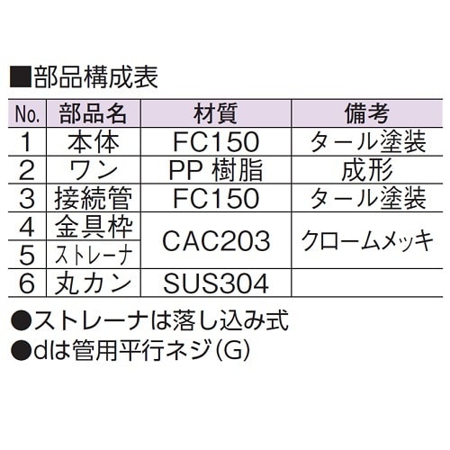 非防水用床排水トラップ D−5A 40