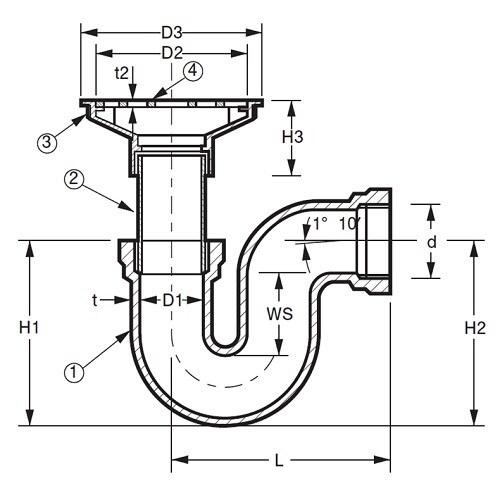非防水用床排水トラップ D−3A 50