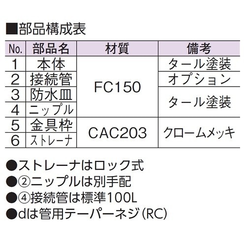 防水用床排水トラップ D−3B 40