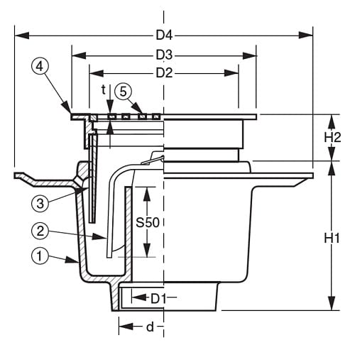 防水用床排水トラップ・普及型