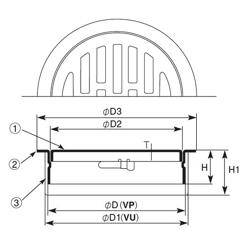 ステンレス板製排水目皿(VP・VU兼用)50