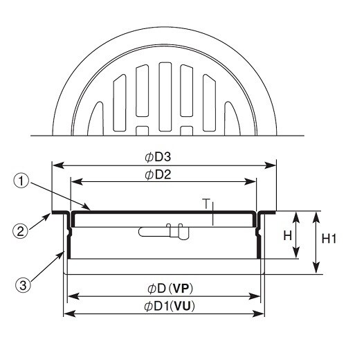 ステンレス板製排水目皿(VP・VU兼用)75