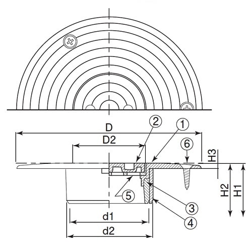 超ツバ広掃除口(VP・VU兼用)ビス付 75