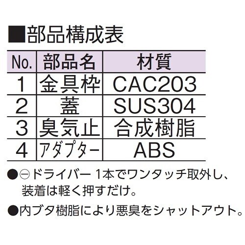 ツバ広ワンプッシュ式掃除口(VP・VU兼用)50