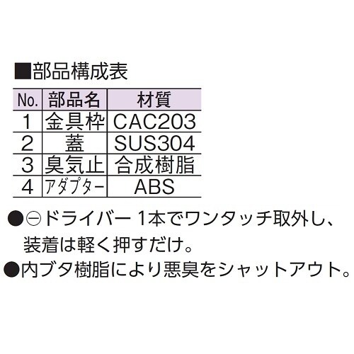 ワンプッシュ式掃除口(VP・VU兼用) 75