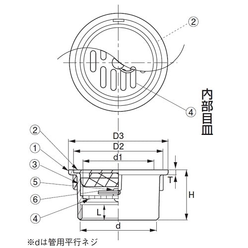 ワンプッシュ式(内部目皿付)掃除口(内ネジ)