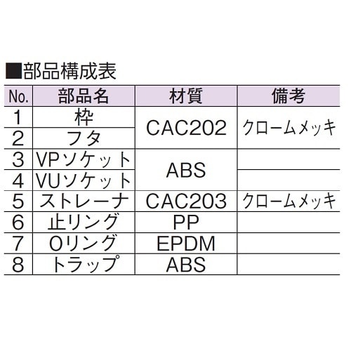 ワンタッチ掃兼金具 スーパートラップ付VPVU兼用