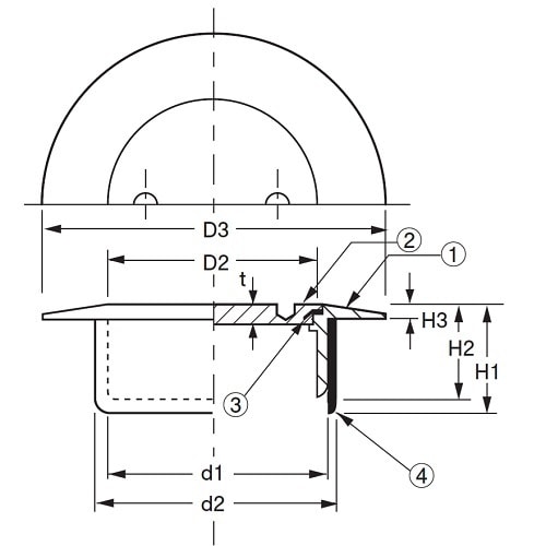 ステンレス製ツバ広掃除口(VP・VU兼用)75