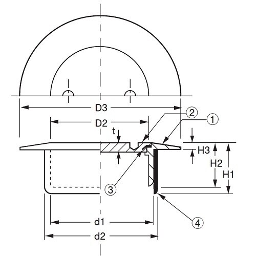 ステンレス製ツバ広掃除口(VP・VU兼用)100