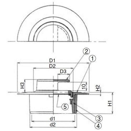 ツバ付カバー付アレスター(VP・VU兼用)50