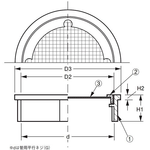 脱着式防虫目皿(内ネジ) D−3BZ−E 80