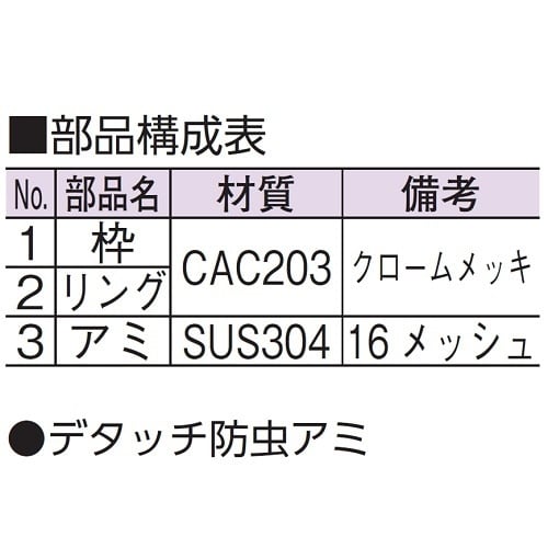 脱着式防虫目皿(外ネジ) D−3BZ−G 50