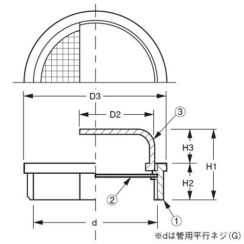 カバー付防虫目皿(内ネジ) D−3BD−E 40