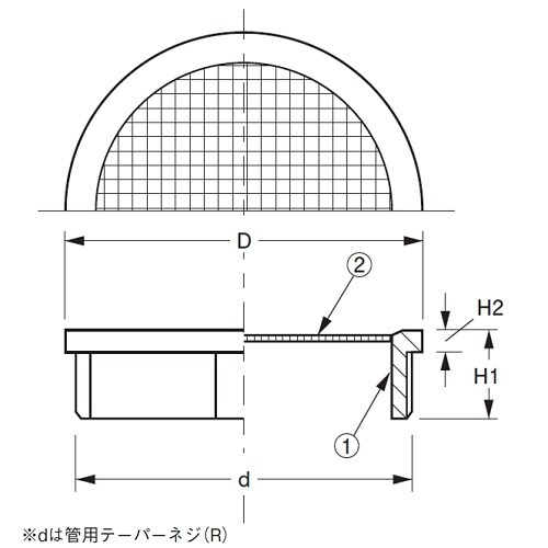 防虫目皿(外ネジ)テーパーネジD−3BG−T20