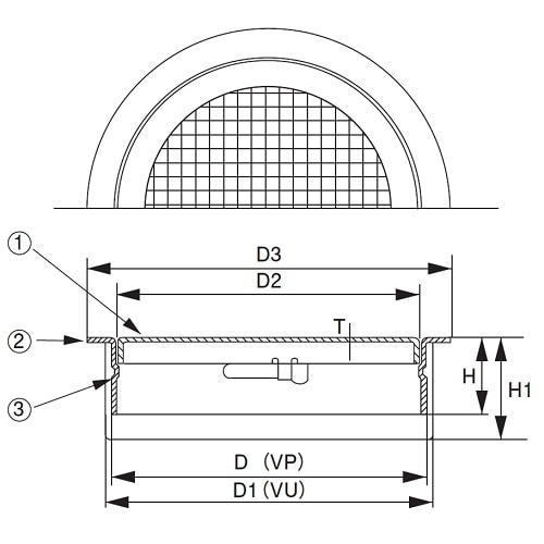 ステンレス製脱着防虫目皿(VP・VU兼用)50