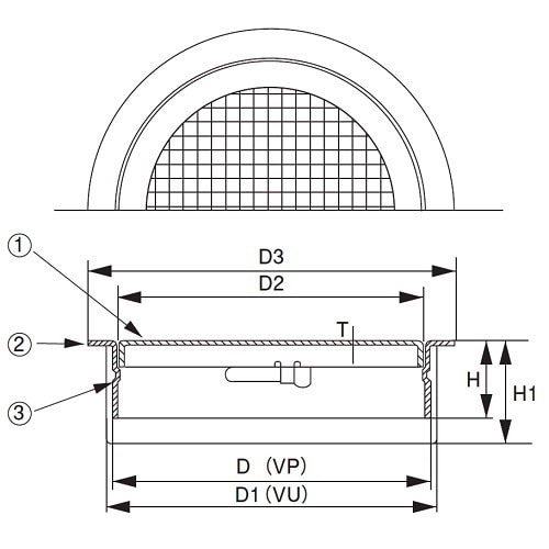 ステンレス製脱着防虫目皿(VP・VU兼用)75