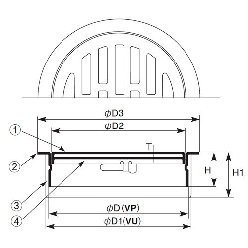 ステンレス製排水目皿(VP・VU兼用)防虫アミ