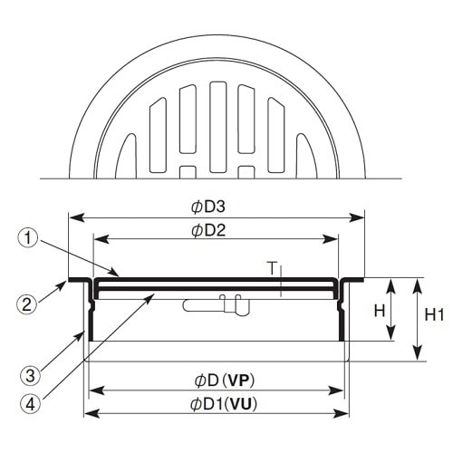 ステンレス製排水目皿(VP・VU兼用) 防虫アミ付