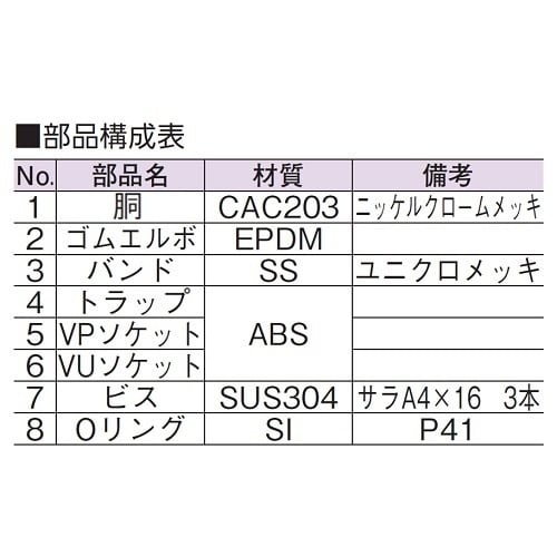 スーパートラップ付洗濯機床排水金具D−STCB4