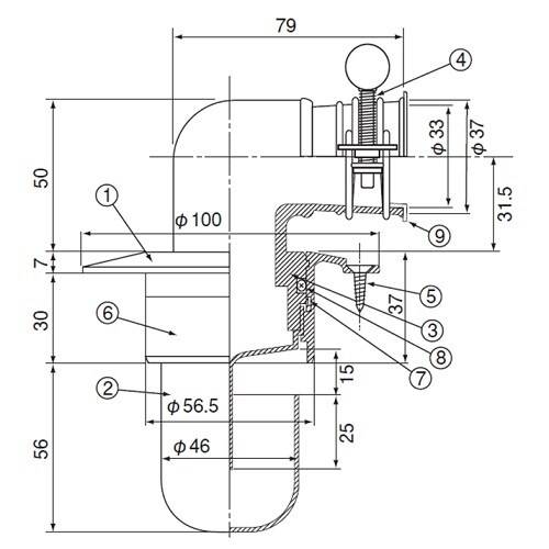 洗濯機用排水金具(VU専用)