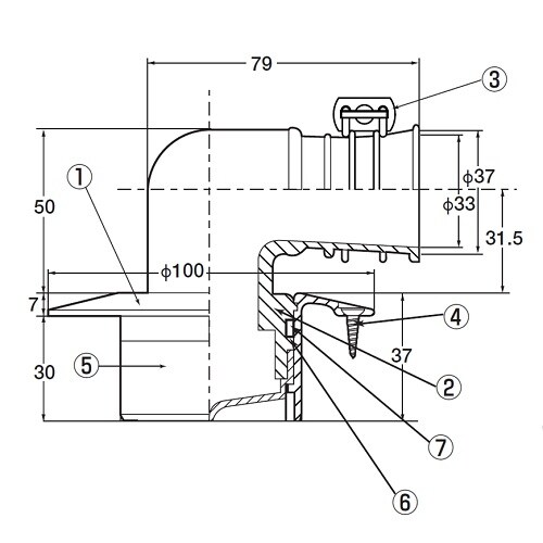 洗濯機排水口 VU専用 D−CB1−VU