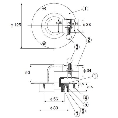 洗濯機排水口 VP・VU兼用 D−CB2−PU