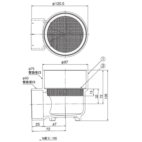 耐熱排水ホッパー(トラップなし)