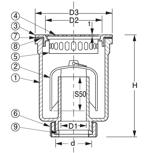 ステンレス流し用トラップ D−14AP 40